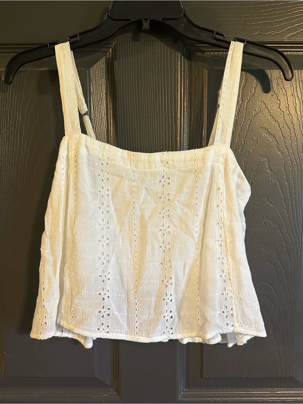 Hollister Cropped White Eyelet Cotton Tank Top